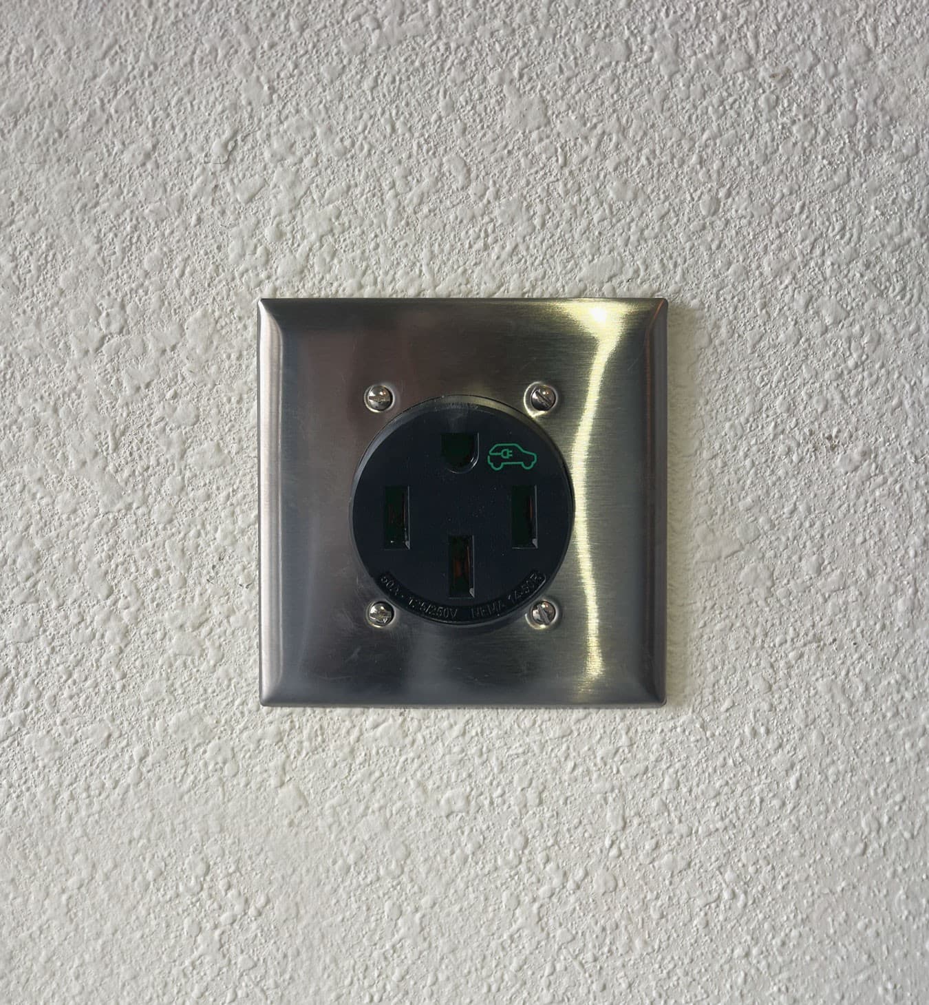 NEMA 14-50 outlet installed in a residential garage