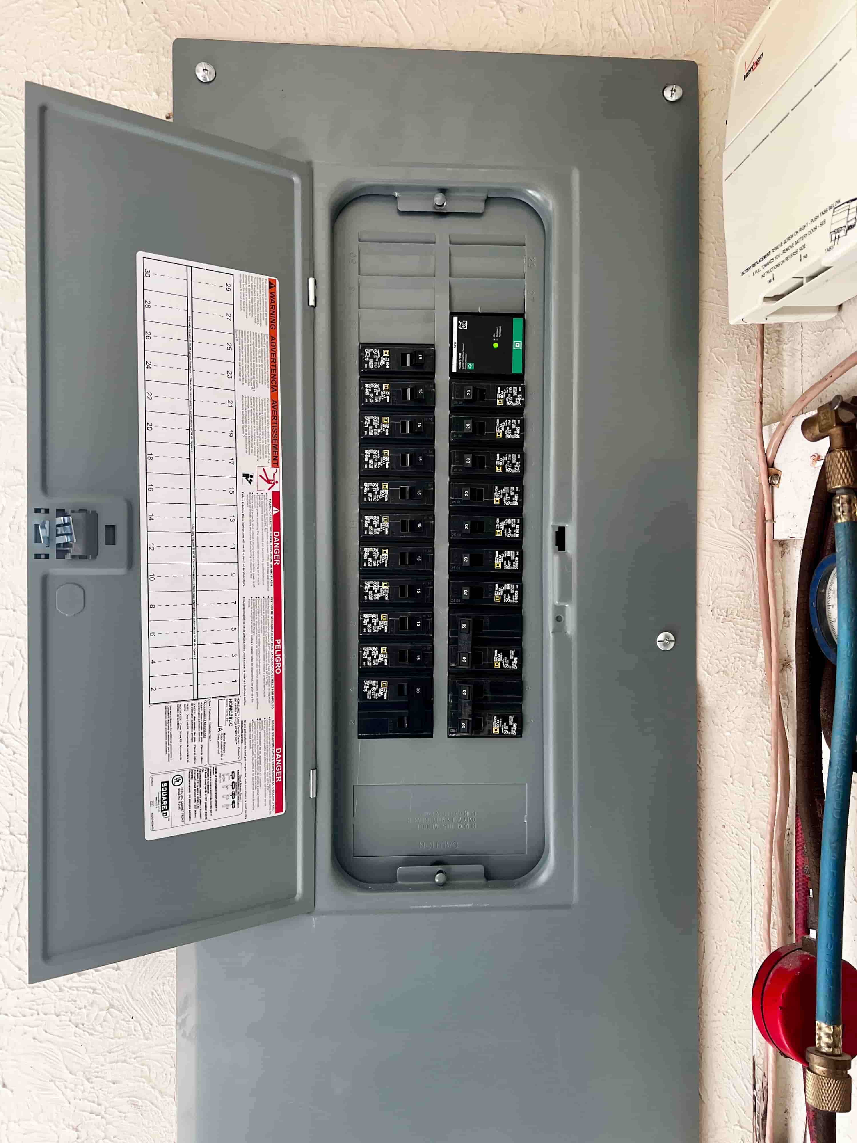 After: brand new modern Square D panel installed